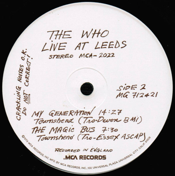 The Who : Live At Leeds (LP, Album, RE, Glo)
