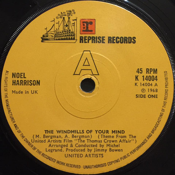 Noel Harrison : The Windmills Of Your Mind (7", RE)