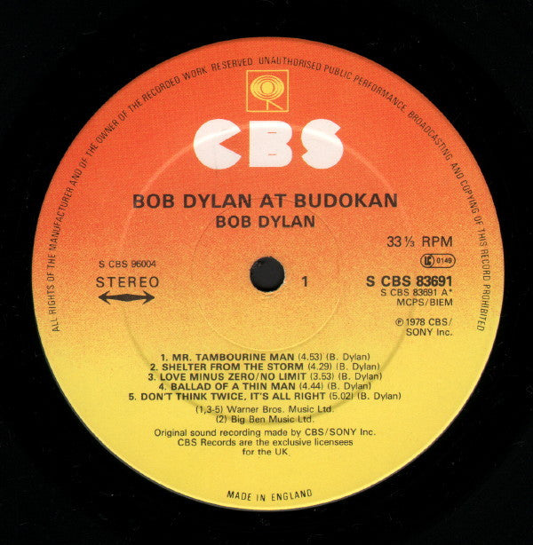 Bob Dylan : Bob Dylan At Budokan (2xLP, Album)