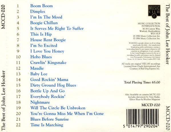 John Lee Hooker : The Best Of John Lee Hooker (CD, Comp)