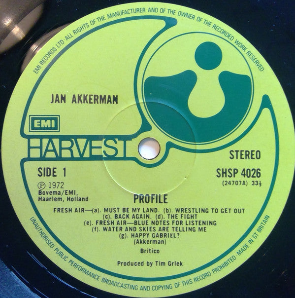 Jan Akkerman : Profile (LP, Album, RE, RP, EMI)