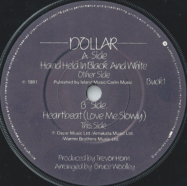 Dollar : Hand Held In Black And White (7", Single)