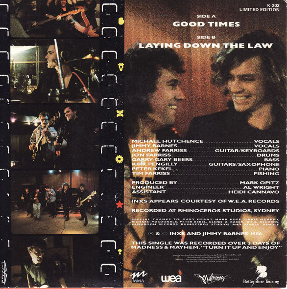 INXS And Jimmy Barnes : Good Times (7", Single, Ltd)