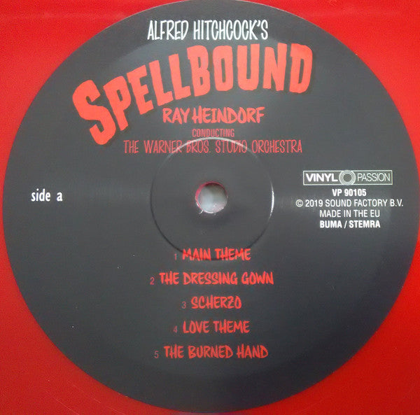 Ray Heindorf Conducting The Warner Bros. Studio Orchestra Accompanied By Dr. Samuel Hoffman* Composed By Miklós Rózsa : Alfred Hitchcock's Spellbound (LP, Album, RSD, Ltd, RE, RM, Red)