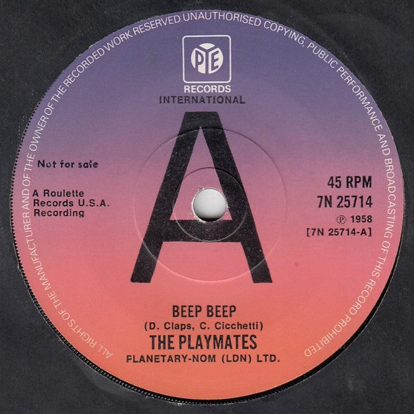 The Playmates : Beep Beep (7", Promo, RE)