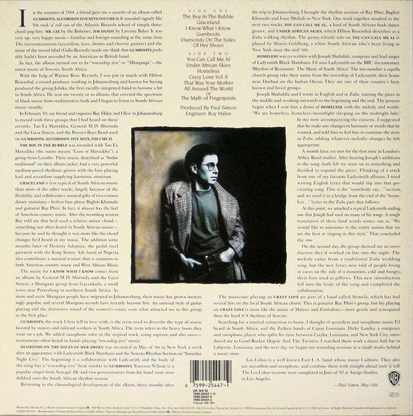 Paul Simon : Graceland (LP, Album, Ltd, RE, 180)