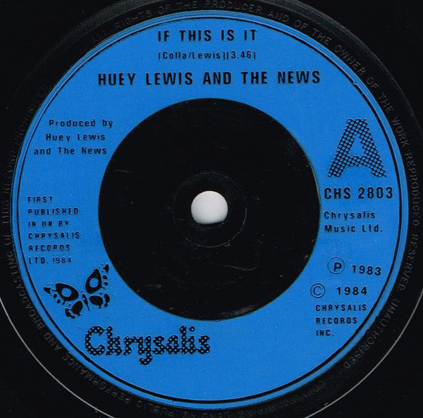 Huey Lewis & The News : If This Is It (7", Single)