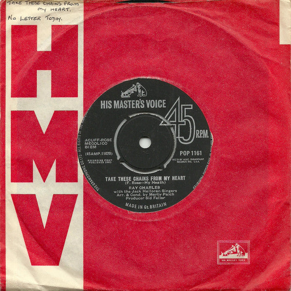 Ray Charles : Take These Chains From My Heart (7", Single)
