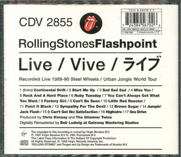 The Rolling Stones : Flashpoint (CD, Album, RE, RM, RP)