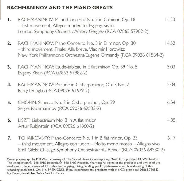 Various : Rachmaninov And The Piano Greats (CD, Comp)