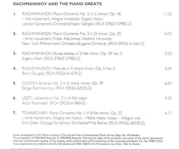 Various : Rachmaninov And The Piano Greats (CD, Comp)