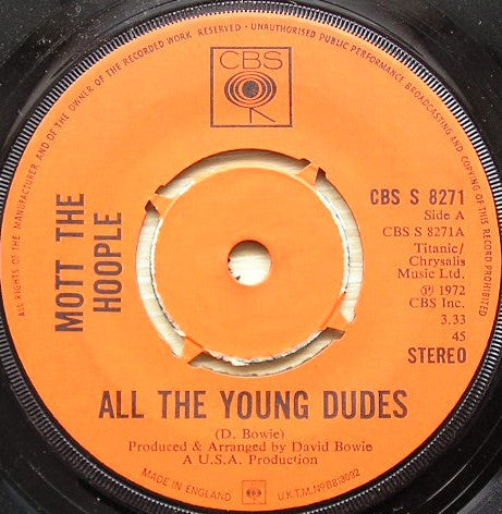 Mott The Hoople : All The Young Dudes (7", Single, Kno)