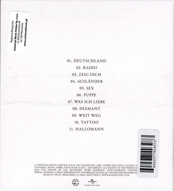 Rammstein : Untitled (CD, Album, Dig)