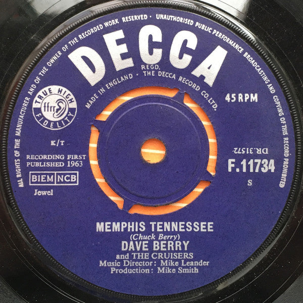 Dave Berry and The Cruisers* : Memphis Tennessee (7", Single)