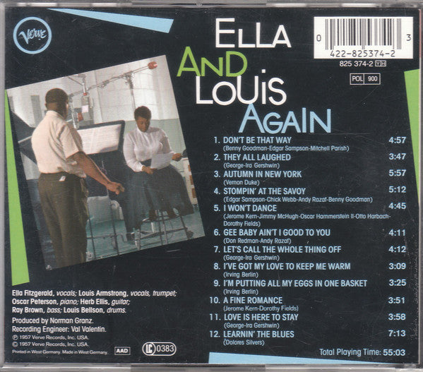 Ella Fitzgerald And Louis Armstrong : Ella And Louis Again (CD, Album, Mono, RE, RM)