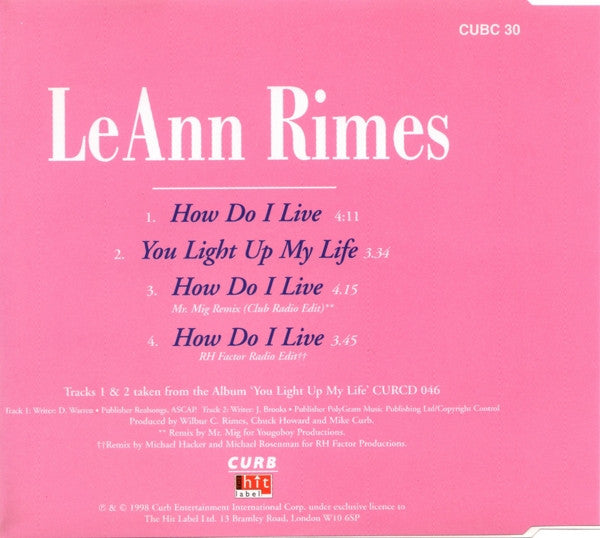 LeAnn Rimes : How Do I Live (CD, Single, Nim)