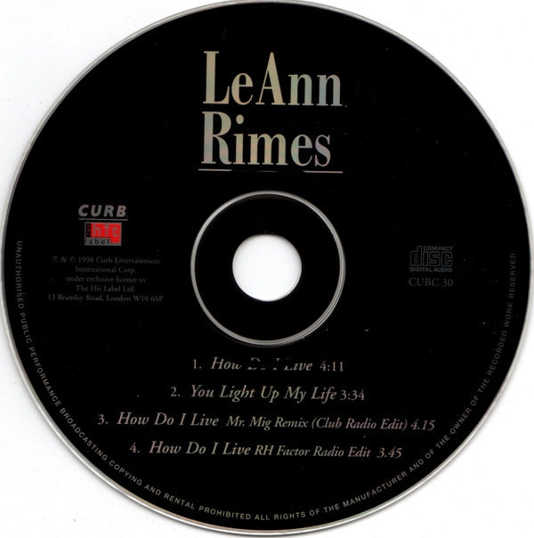 LeAnn Rimes : How Do I Live (CD, Single, Nim)