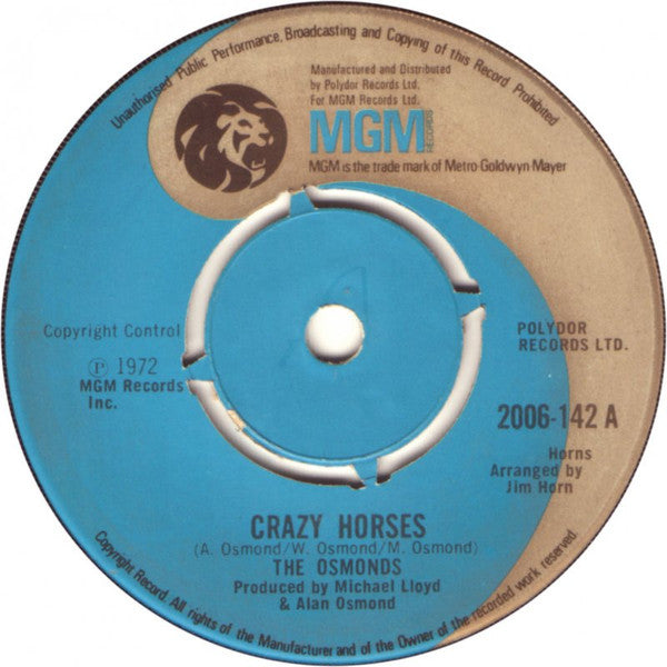The Osmonds : Crazy Horses (7", Single, 4-P)