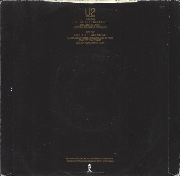 U2 : The Unforgettable Fire / A Sort Of Homecoming (7", Single, Pap)