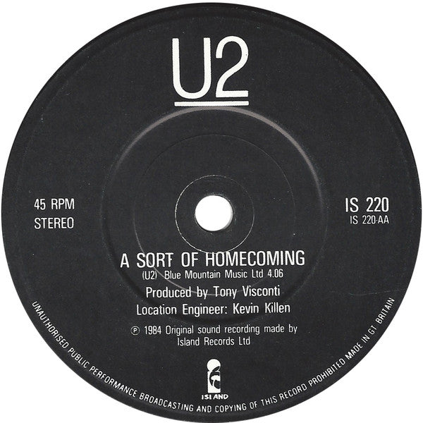 U2 : The Unforgettable Fire / A Sort Of Homecoming (7", Single, Pap)