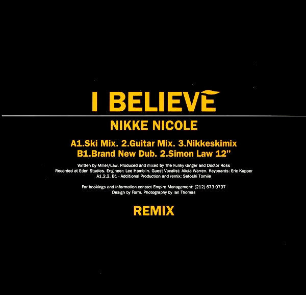 Nikke Nicole : I Believe (Remix) (12")