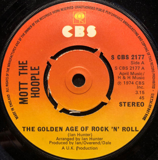 Mott The Hoople : The Golden Age Of Rock 'N' Roll (7", Single, 4-P)