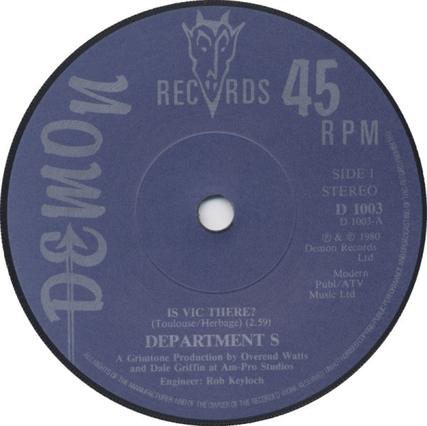 Department S : Is Vic There? (7", Single)