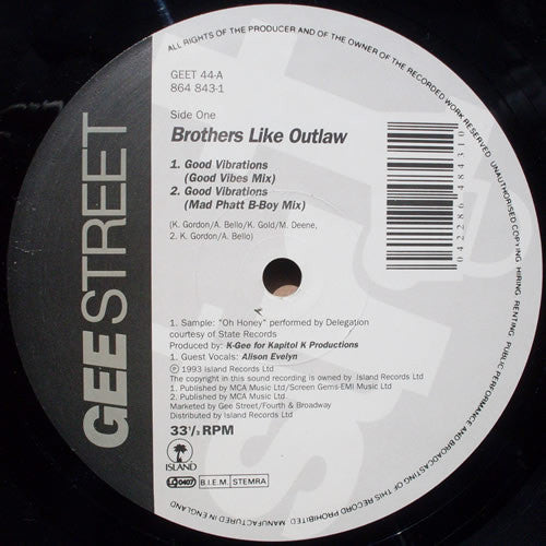 Brothers Like Outlaw : Good Vibrations (12")