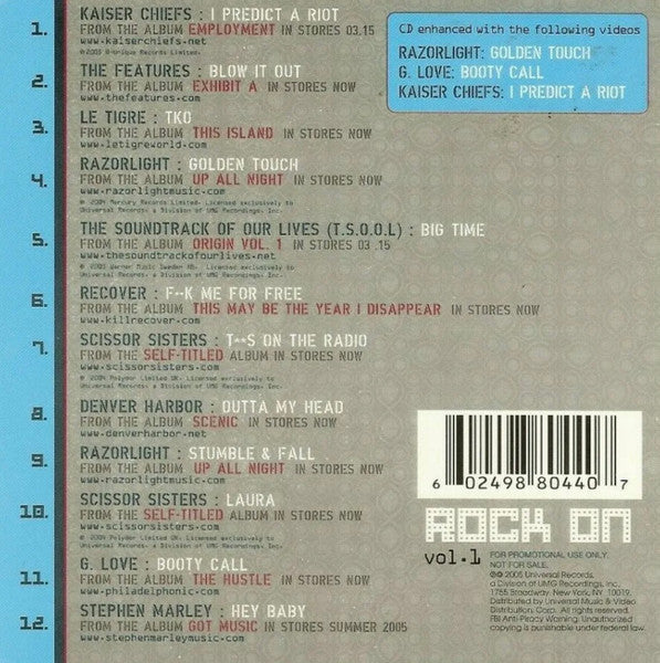Various : Rock On Vol. 1: Universal Music CD Sampler (CD, Comp, Enh, Promo, Smplr, Car)