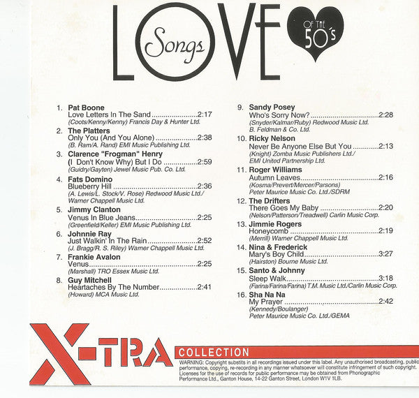 Various : Love Songs Of The 50's (CD, Comp)