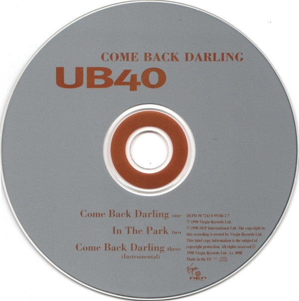 UB40 : Come Back Darling (CD, Single)
