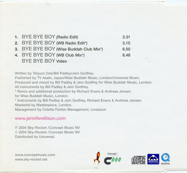 Jennifer Ellison : Bye Bye Boy (CD, Single, Enh)