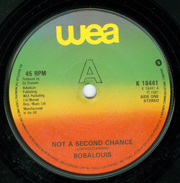 Bobalouis : Not A Second Chance (7", Single)