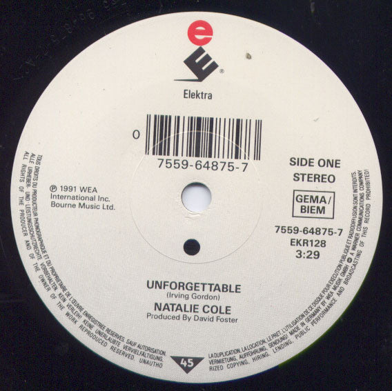 Natalie Cole With Nat King Cole : Unforgettable (7", Single, Sma)