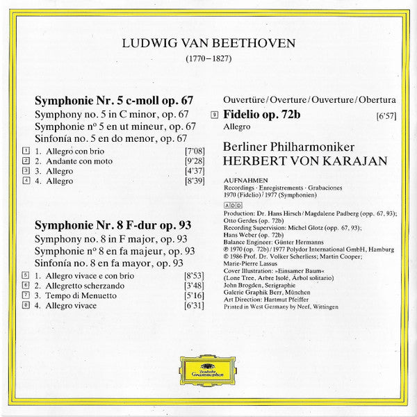 Ludwig van Beethoven / Herbert von Karajan / Berliner Philharmoniker : Symphonies Nos. 5 & 8 / "Fidelio" Ouvertüre (CD, Comp, RM)