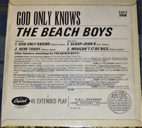 The Beach Boys : God Only Knows (7", EP, Mono, 4 P)