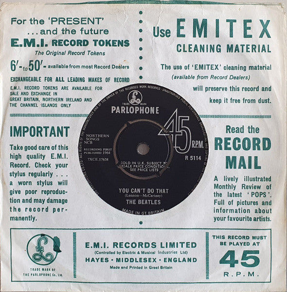 The Beatles : Can't Buy Me Love (7", Single, Mono)