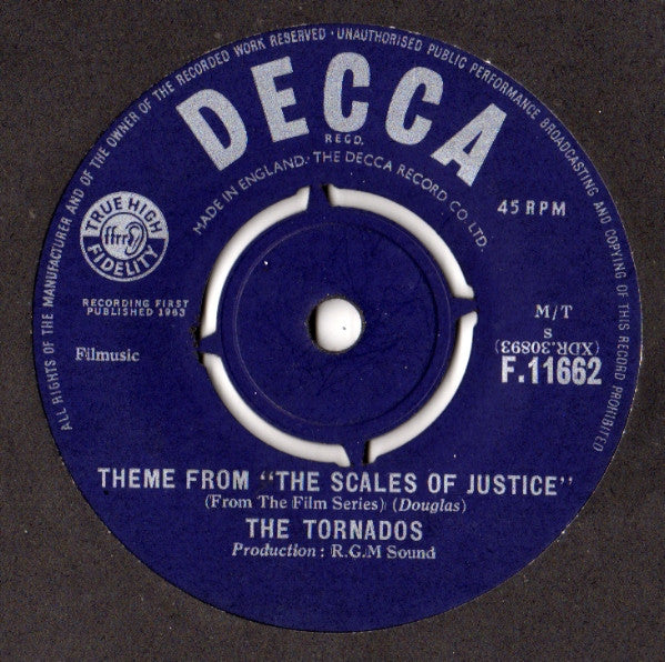 The Tornados : The Ice Cream Man / Theme From "The Scales Of Justice" (7", Single, Mono)