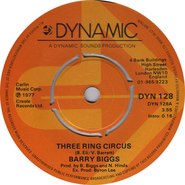 Barry Biggs : Three Ring Circus (7", Single)