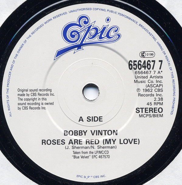 Bobby Vinton : Roses Are Red (My Love) / Ramblin' Rose (7", Single)