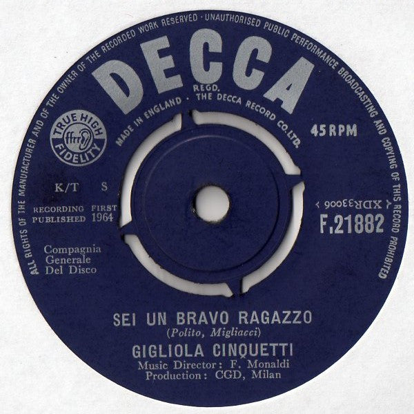 Gigliola Cinquetti : Non Ho L'Eta' Per Amarti (7", Single)