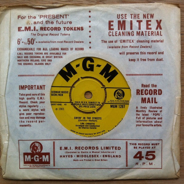 Lou Christie : Lightnin' Strikes (7", Single)