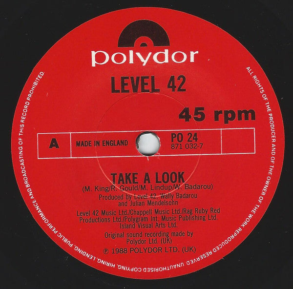 Level 42 : Take A Look (7", Single)