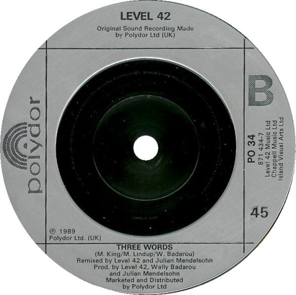 Level 42 : Tracie (7", Single)