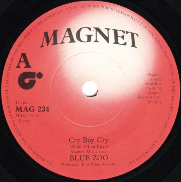Blue Zoo : Cry Boy Cry (7", Single, Red)