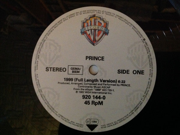 Prince : 1999 / Little Red Corvette (12", Single, RE, Whi)