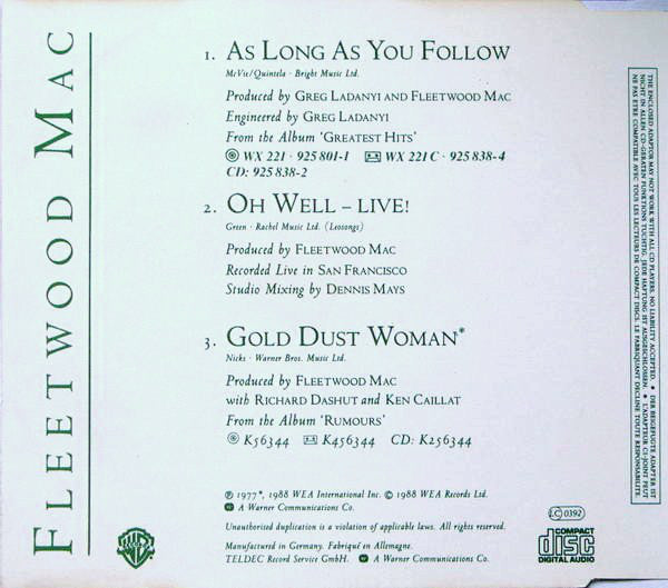 Fleetwood Mac : As Long As You Follow (CD, Mini, Single)