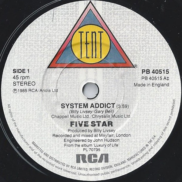 Five Star : System Addict (7", Single)