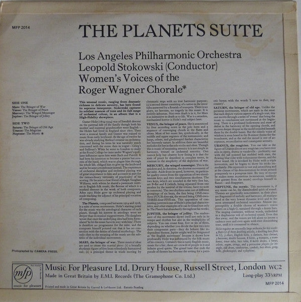 Gustav Holst - Leopold Stokowski, Los Angeles Philharmonic Orchestra : The Planets (LP, Album)