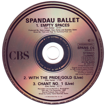 Spandau Ballet : Empty Spaces (CD, Single)